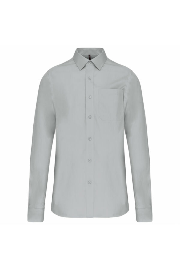 Chemise popeline manches longues snow grey