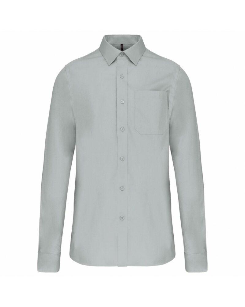Chemise popeline manches longues snow grey