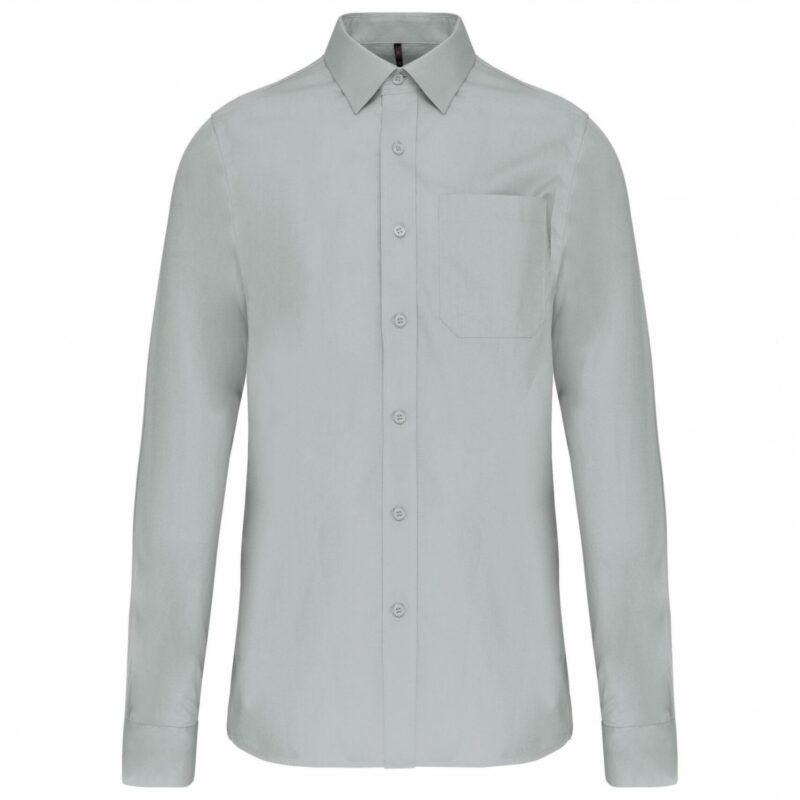 Chemise popeline manches longues snow grey