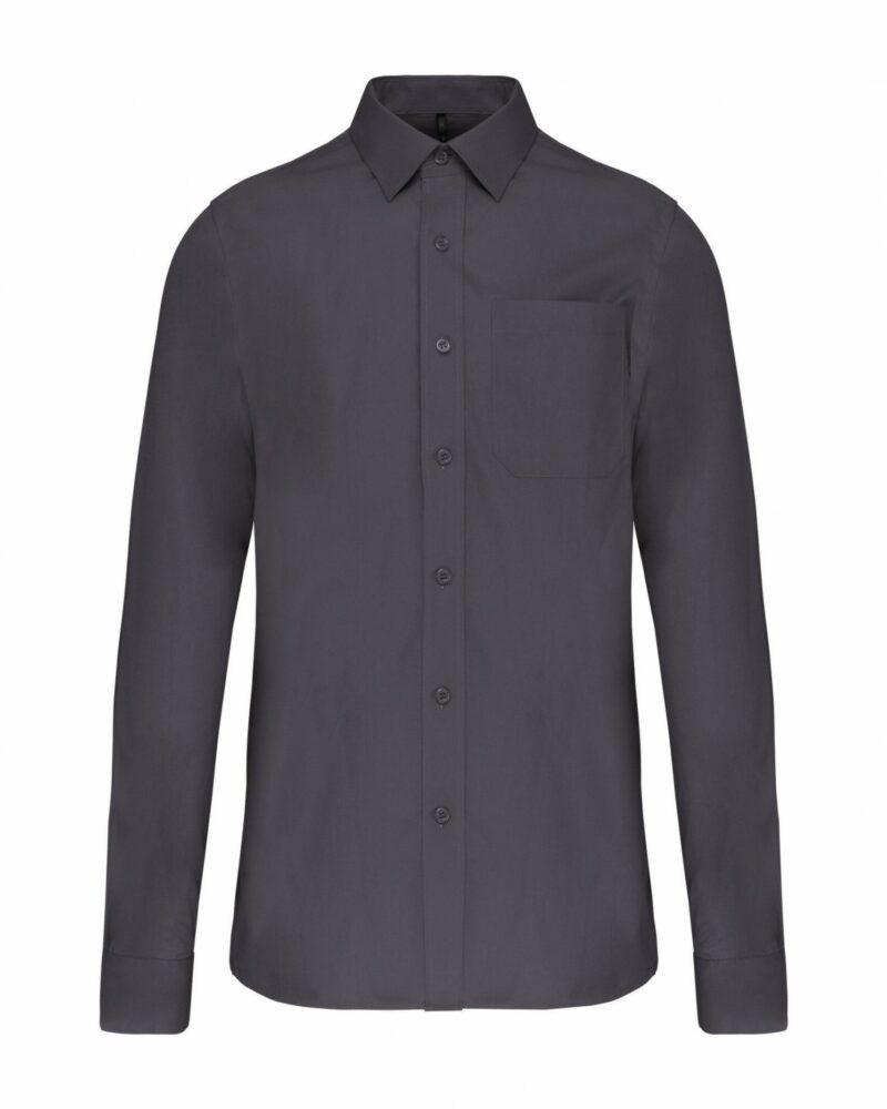 Chemise popeline manches longues zinc