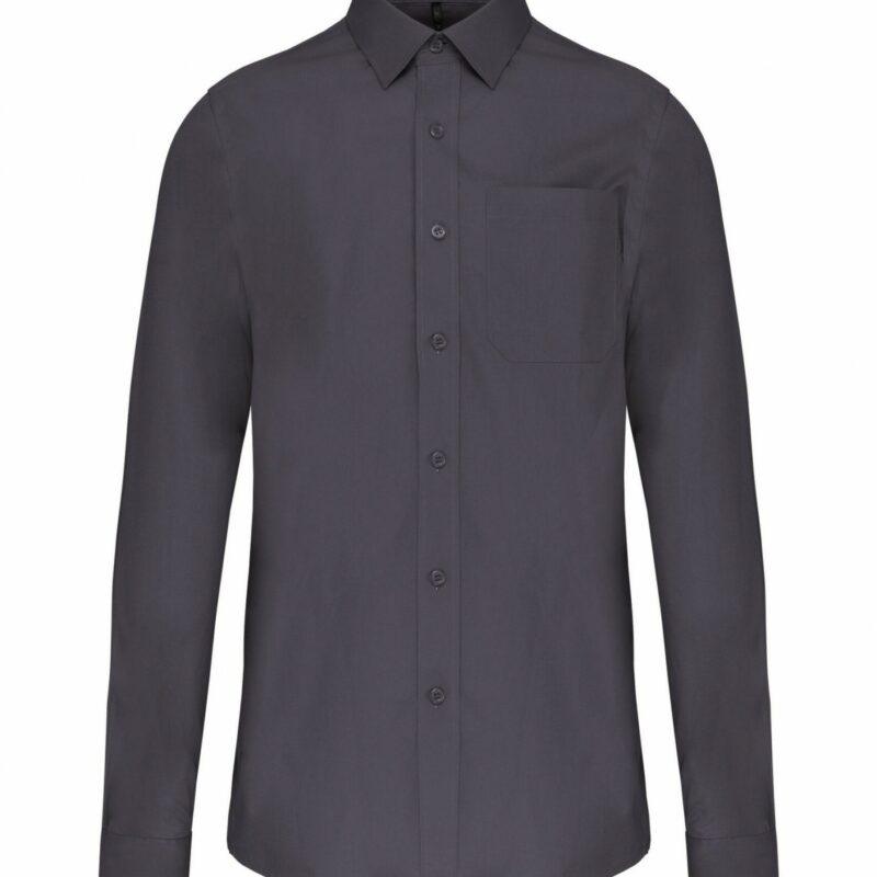 Chemise popeline manches longues zinc