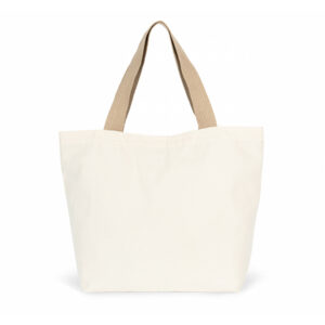 Grand sac shopping recyclé à fond plat ecume/hemp