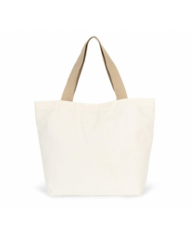 Grand sac shopping recyclé à fond plat ecume/hemp