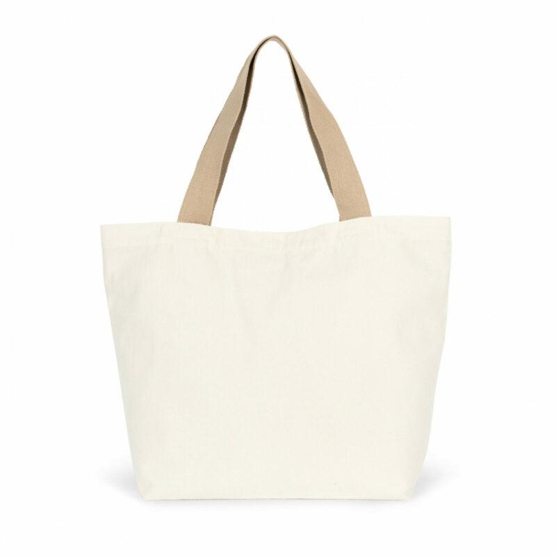 Grand sac shopping recyclé à fond plat ecume/hemp