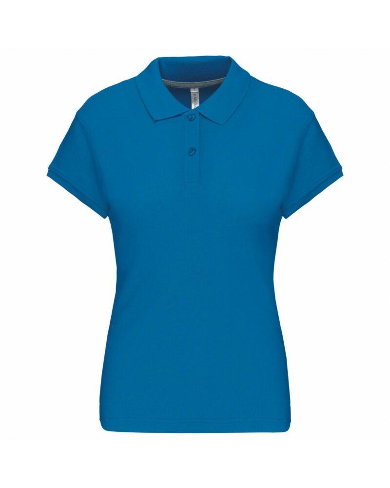 Polo manches courtes femme tropical blue