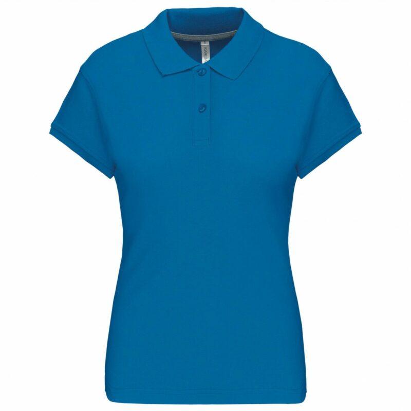 Polo manches courtes femme tropical blue