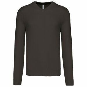 Pull col V homme dark grey