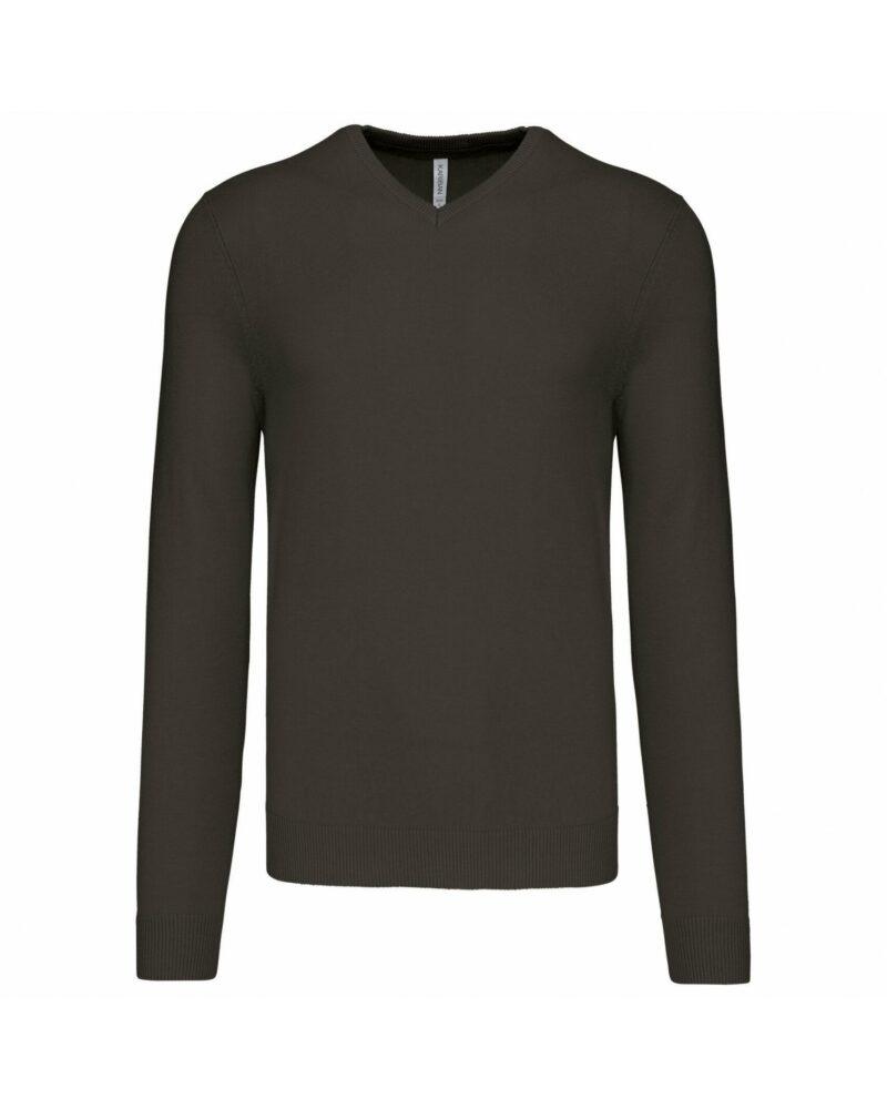Pull col V homme dark grey