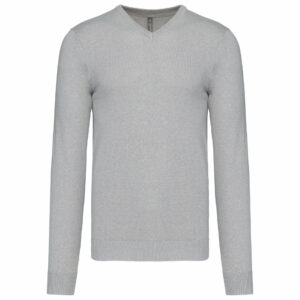 Pull col V homme grey melange