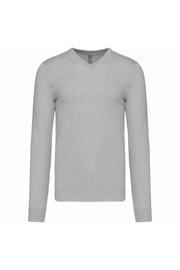 Pull col V homme grey melange