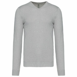 Pull col V homme grey melange