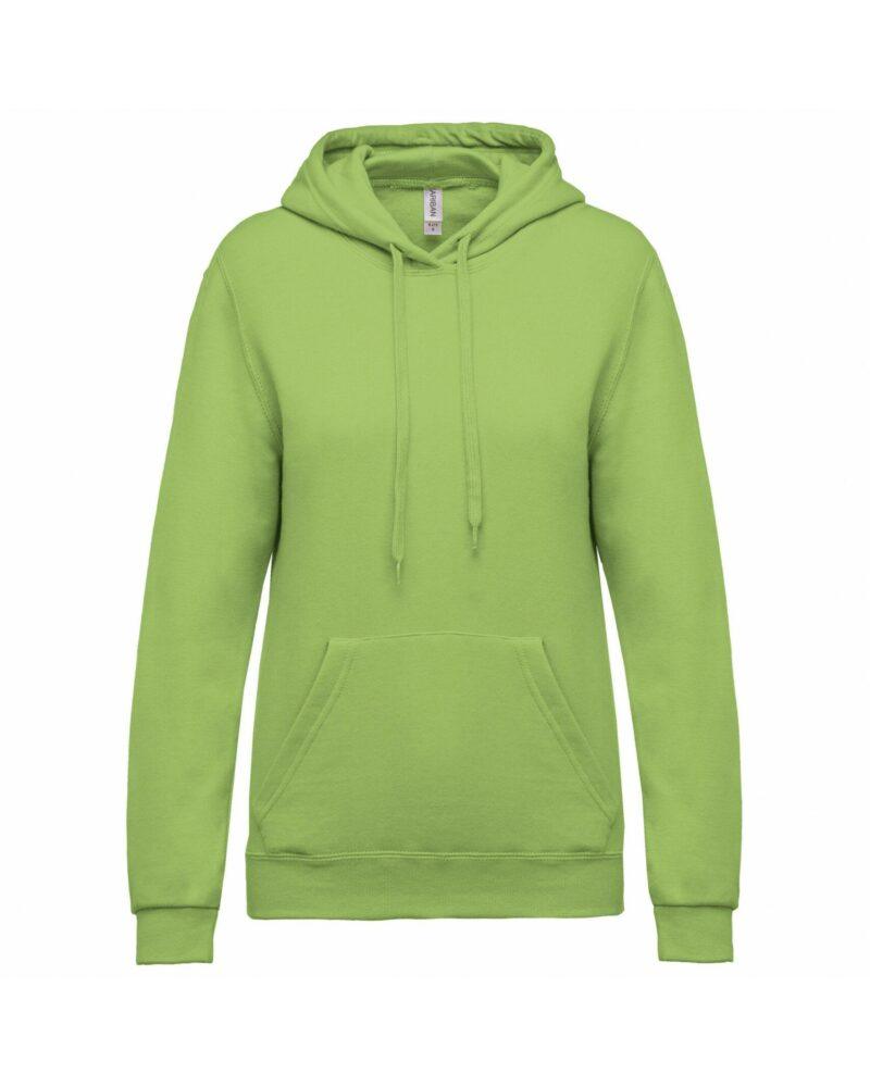 Sweat-shirt capuche femme lime