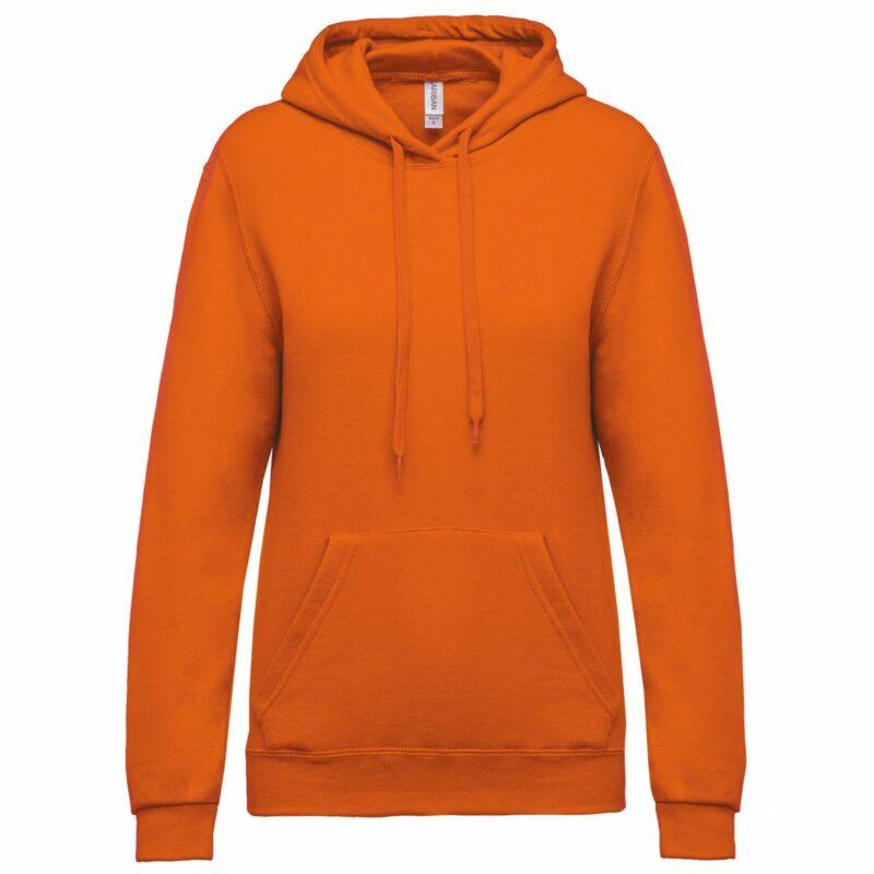 Sweat-shirt capuche femme orange