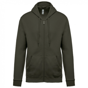 Sweat-shirt zippé capuche unisexe dark khaki