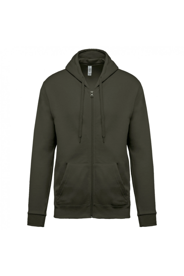Sweat-shirt zippé capuche unisexe dark khaki