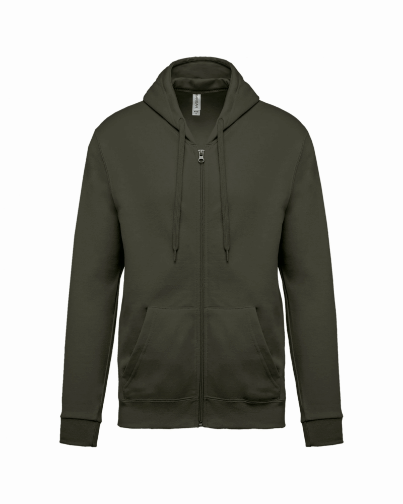 Sweat-shirt zippé capuche unisexe dark khaki