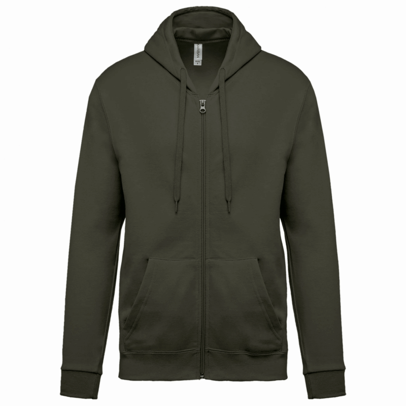 Sweat-shirt zippé capuche unisexe dark khaki
