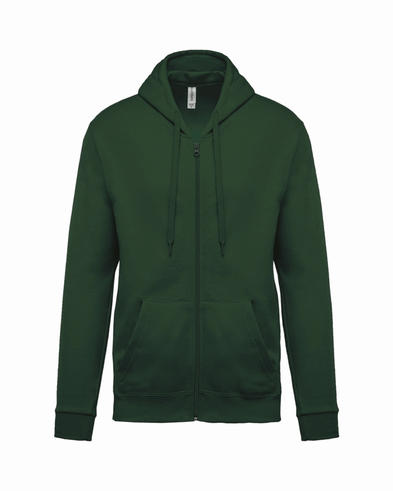 Sweat-shirt zippé capuche unisexe forest green
