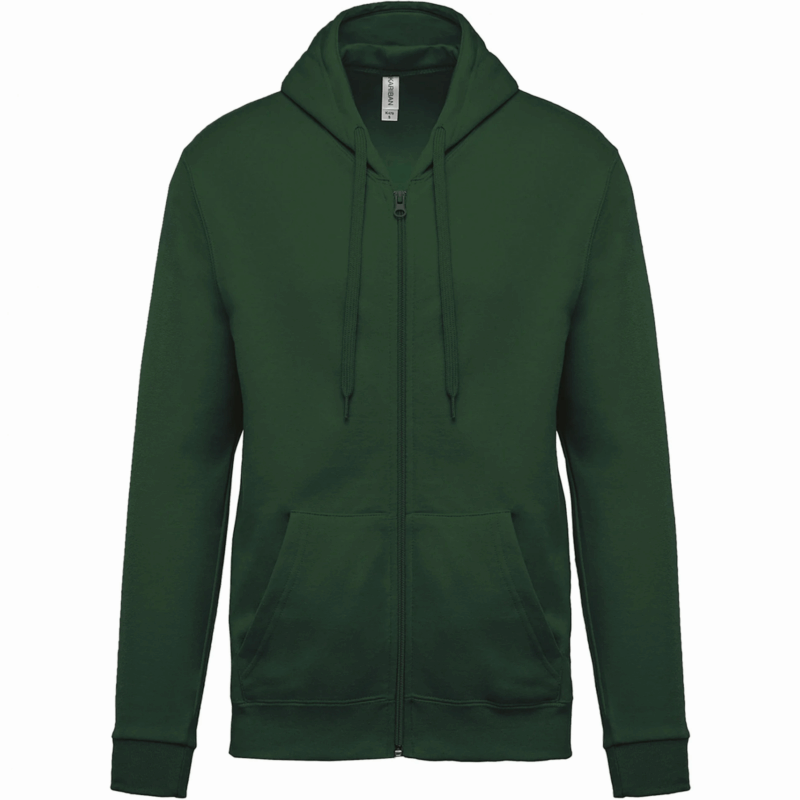 Sweat-shirt zippé capuche unisexe forest green