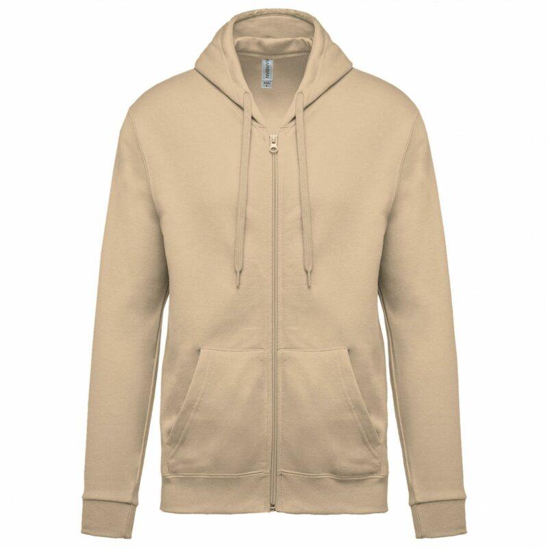 Sweat-shirt zippé capuche unisexe light sand