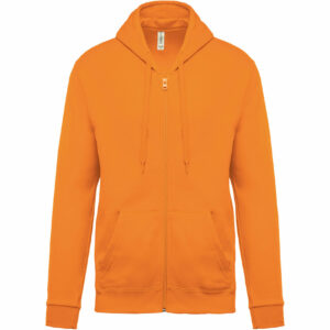 Sweat-shirt zippé capuche unisexe orange