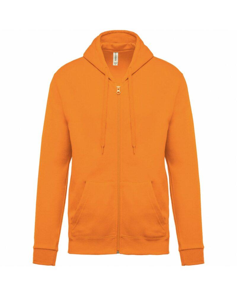 Sweat-shirt zippé capuche unisexe orange