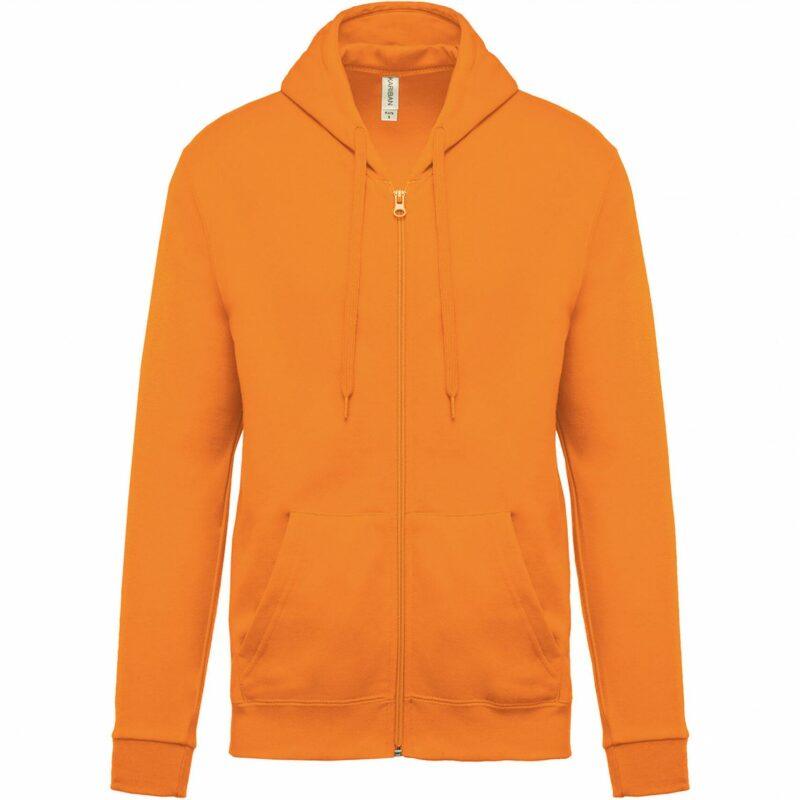 Sweat-shirt zippé capuche unisexe orange