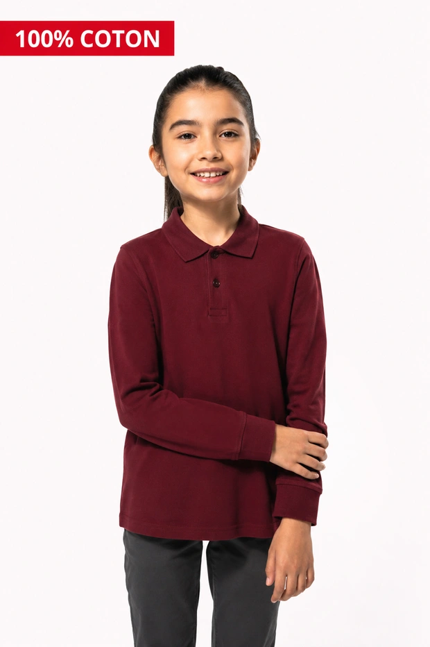 Polo enfant manches longues Don Bosco 100% coton