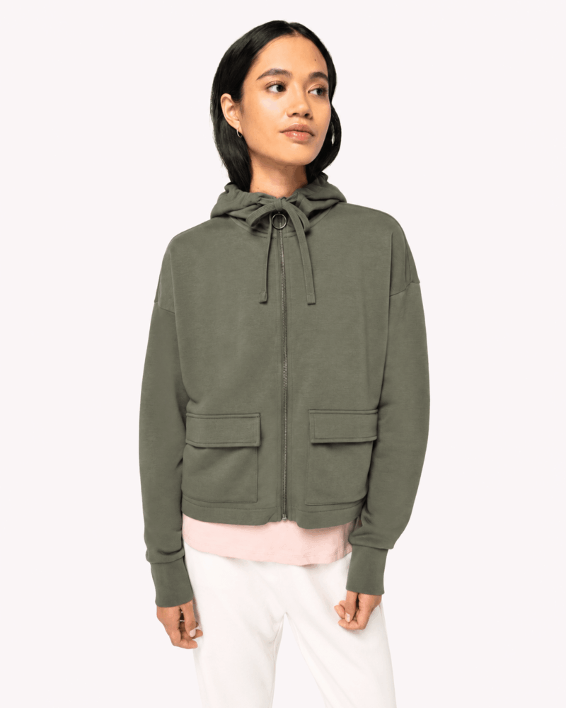 Sweat-shirt écoresponsable zippé à capuche French Terry femme Don Bosco